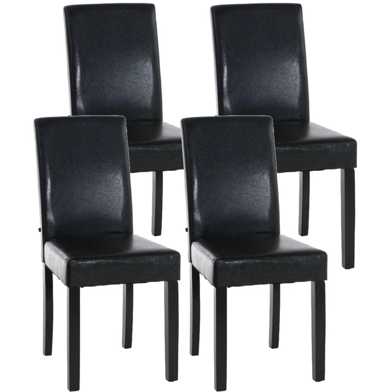 DELUKE 4er Set Esszimmerstuhl DALAN Kunstleder Braun 41x47x91cm Schwarz Essstühle Esszimmerstühle Küchenstühle Wohnzimmerstühle