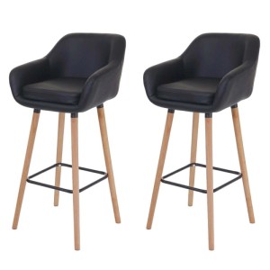 MCW Barhocker Vaasa T381 2er-Set Kunstleder Schwarz