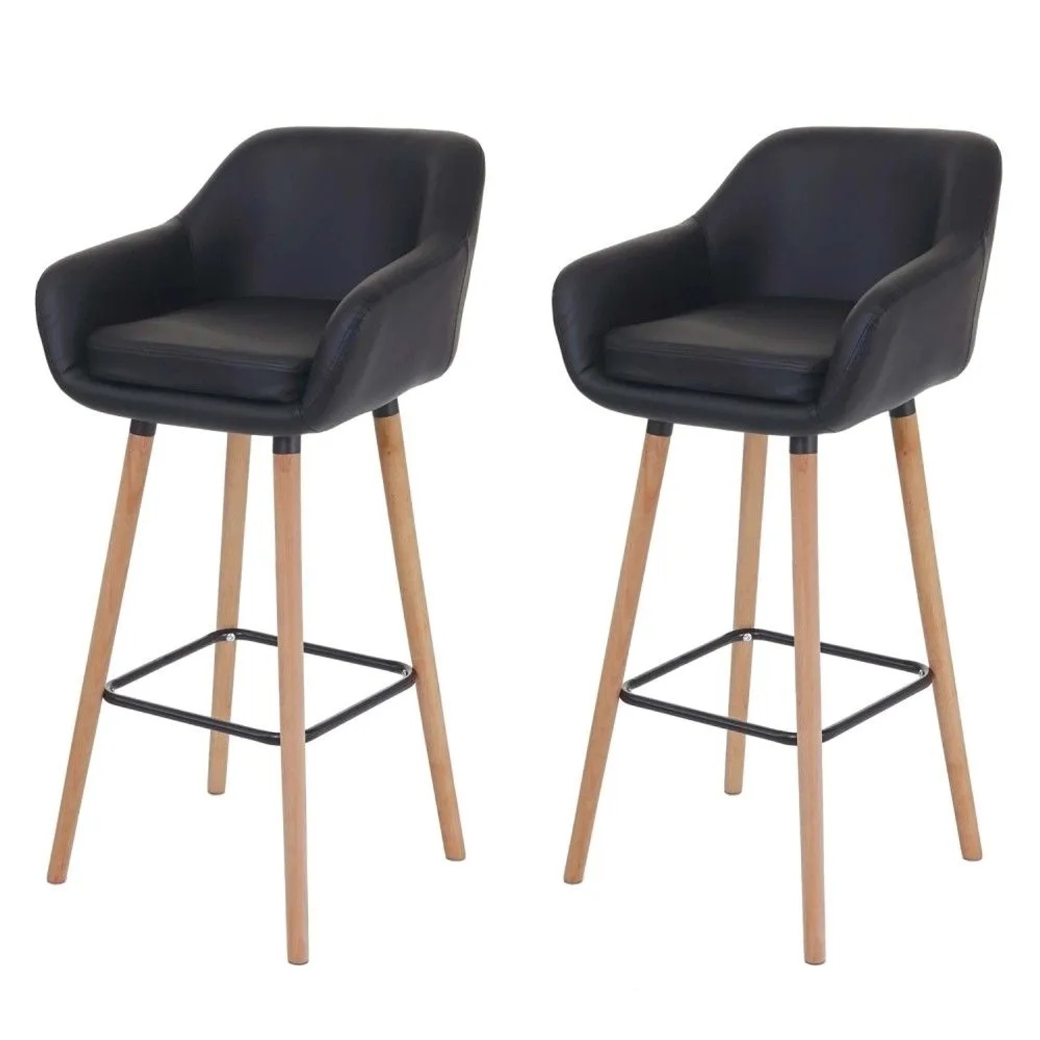 MCW Barhocker Vaasa T381 2er-Set Kunstleder Schwarz