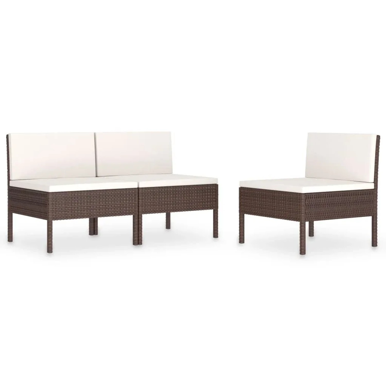 Furnicato Gartenstühle 3 Stk Mit Auflagen Poly Rattan Braun