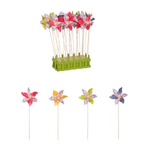 Mica Decorations Windmühle, sortiert, ca. 36cm hoch. Dekorative Gartenstecker in verschiedenen Farben.