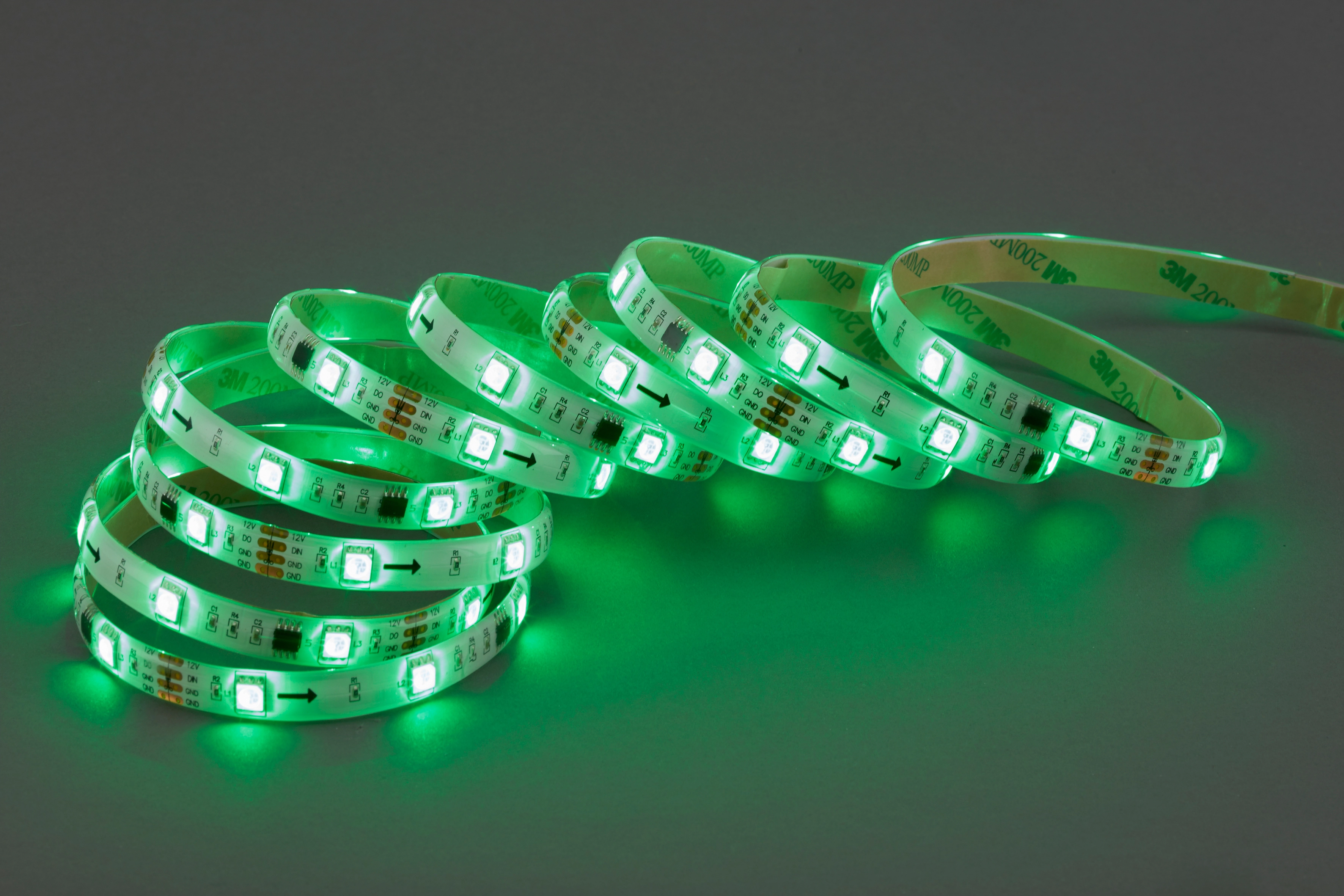 LED Streifen grün für draußen, 5 Meter, 12 Volt, 8 mm breit