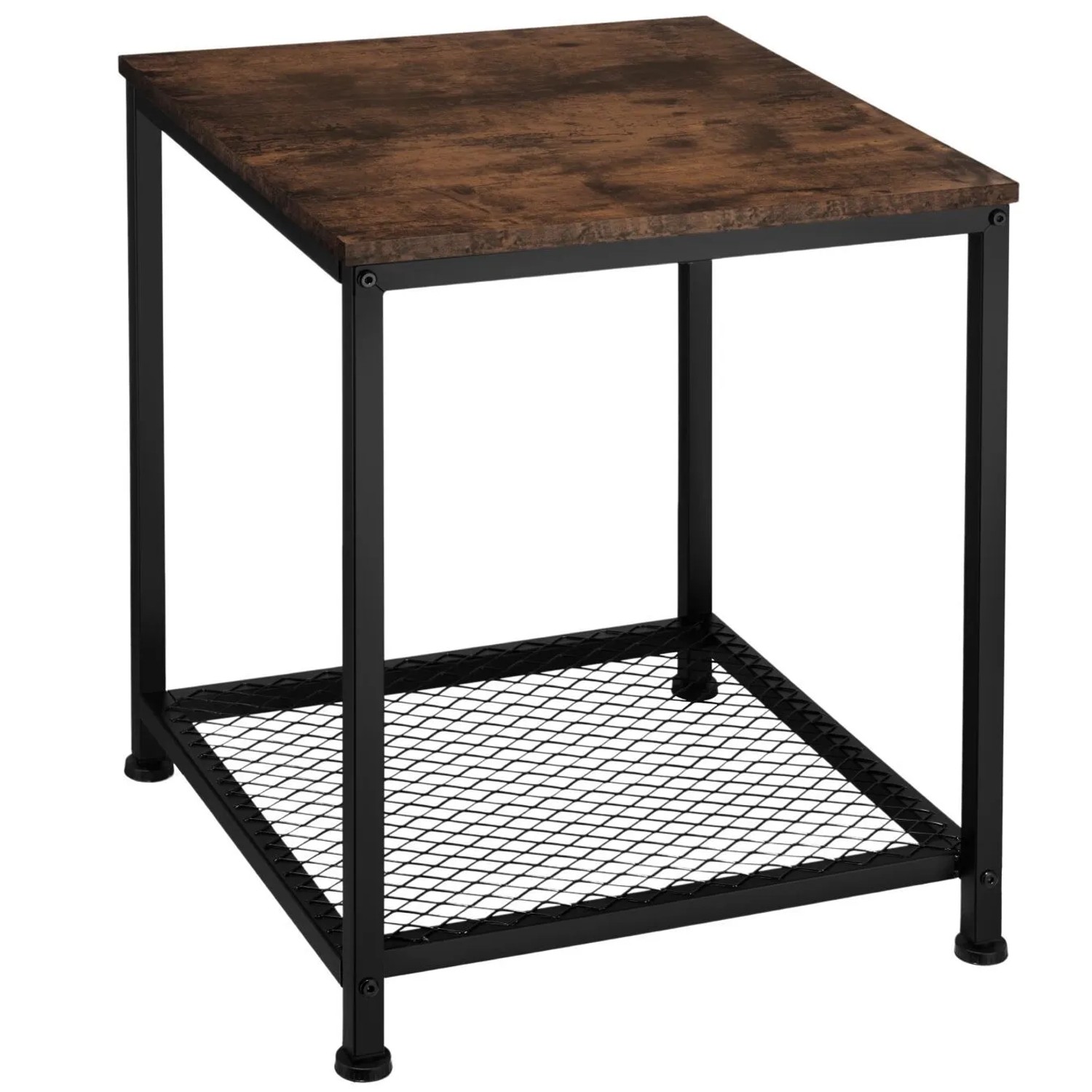 Tectake Beistelltisch Derby Industrial Style Holz und Stahl  45 50 x 45 50 x 55 50 cm Industrial Holz Dunkel  Rustikal