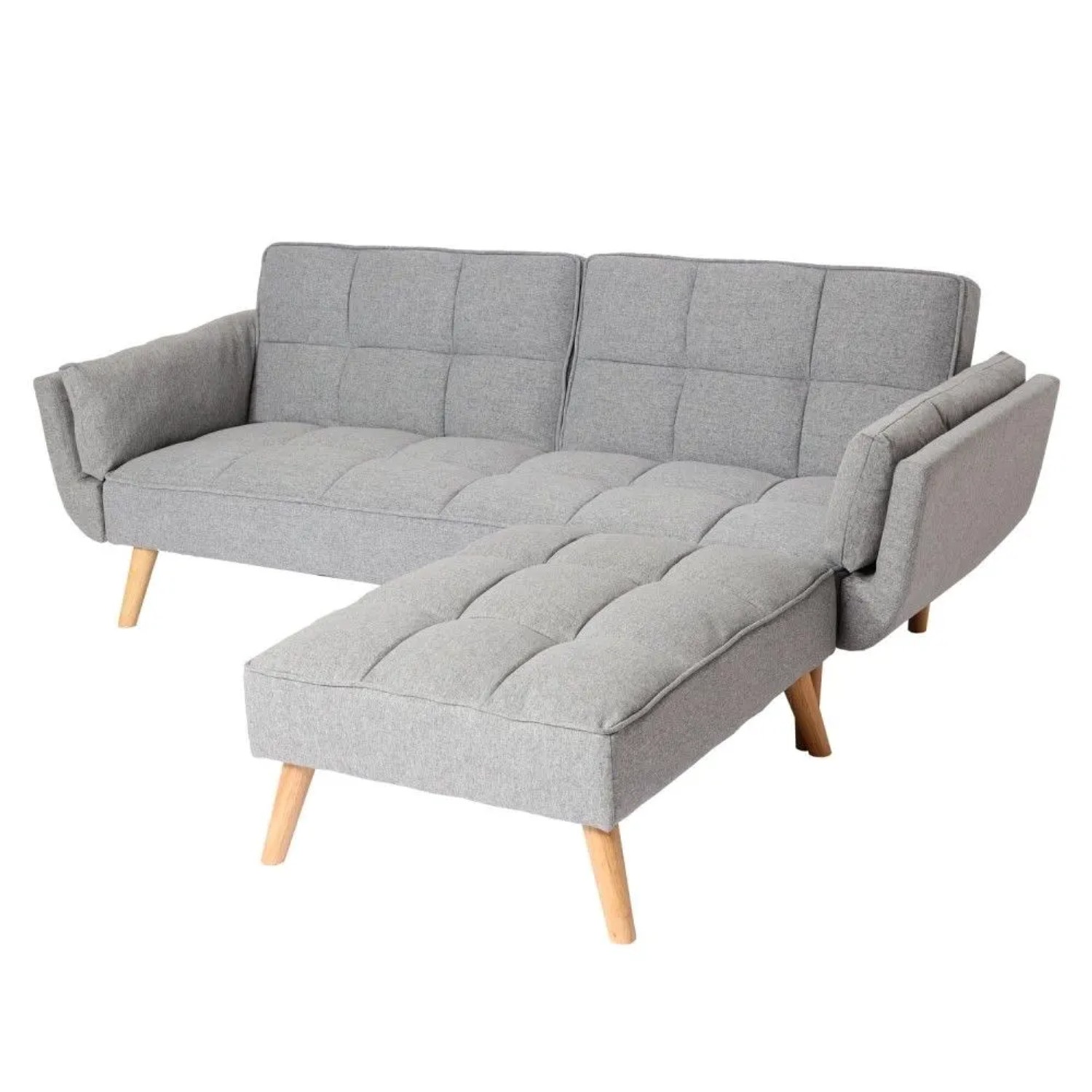 MCW Schlafsofa K18 Stoff/Textil Hellgrau