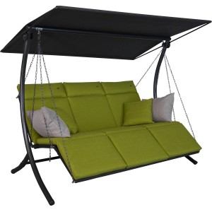 Angerer Hollywoodschaukel Swing Smart Lime, 3-Sitzer mit Sonnendach und Kissen.
