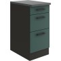 OPTIFIT Verona405 Unterschrank, 40 cm, Steingrün mit Schubladen und Arbeitsplatte.