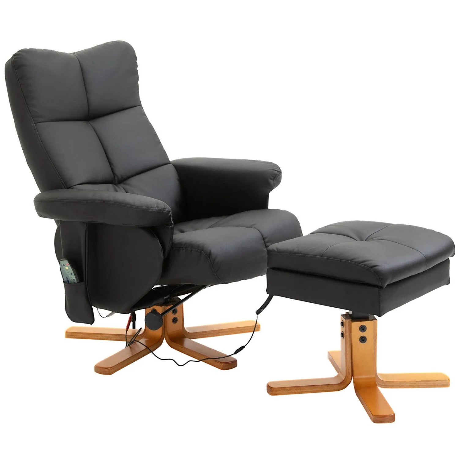 HOMCOM Massagesessel mit Fußhocker Stauraum 145 Grad Neigung Schwarz 80 x 86 x 99 cm