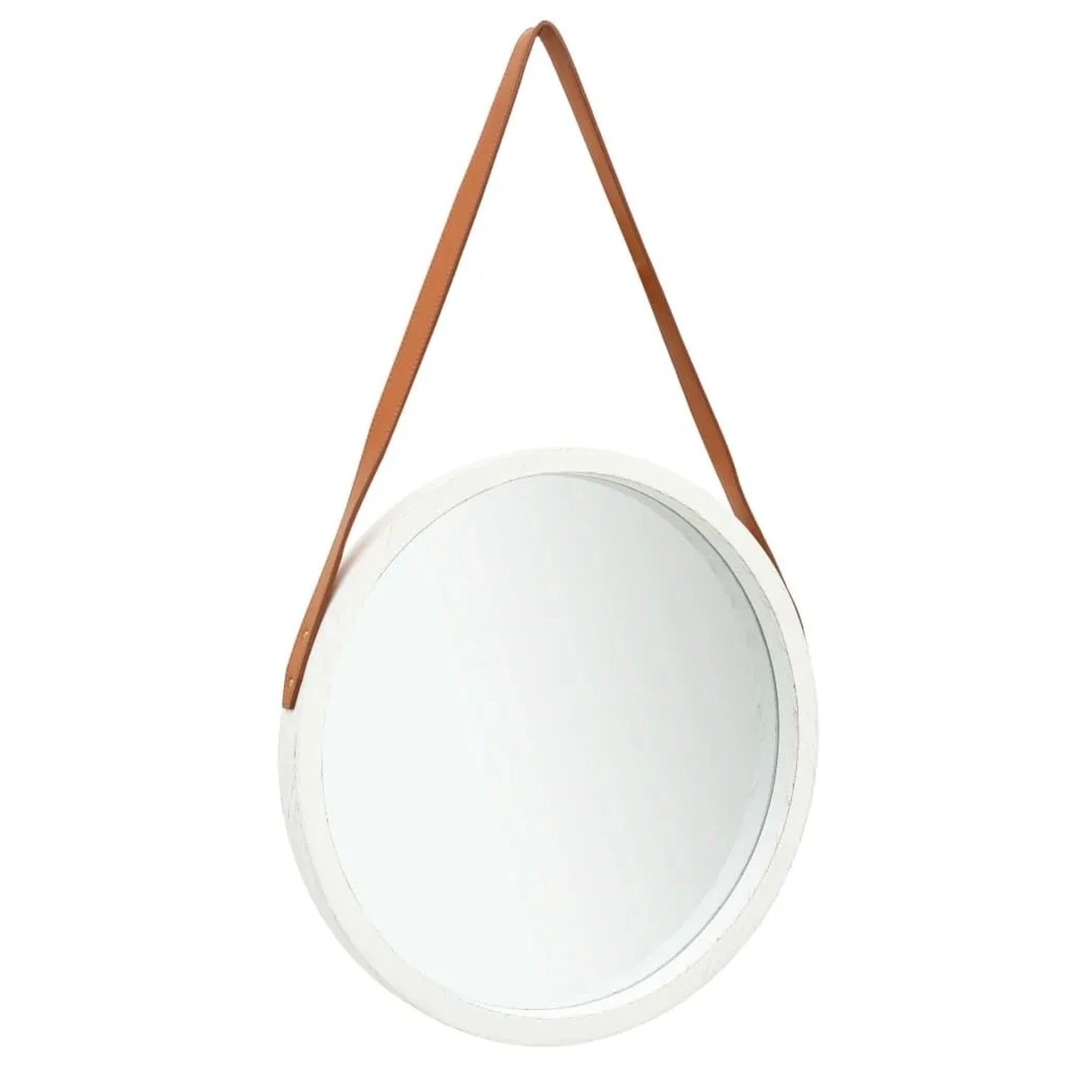 vidaXL Wandspiegel mit Gürtel 50 cm Weiß 320364