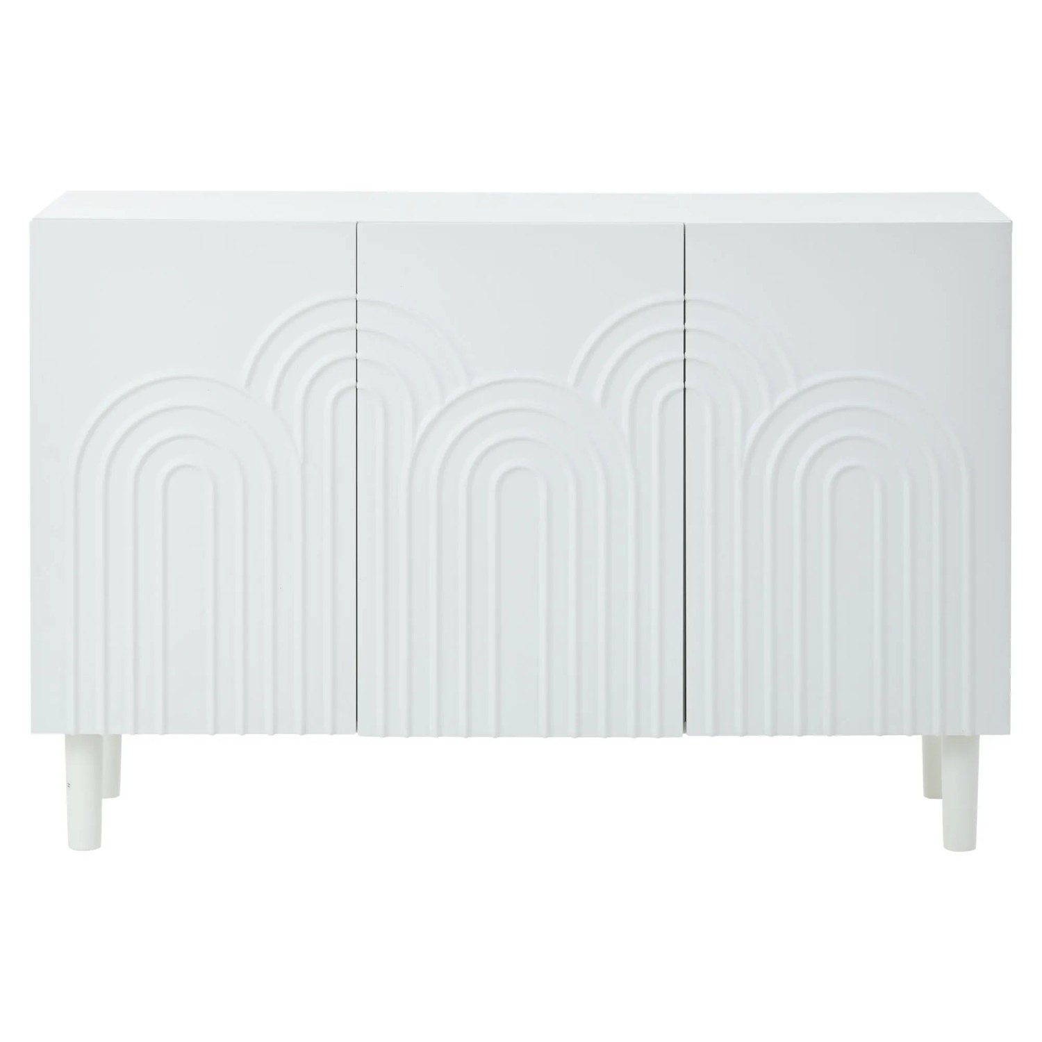 okwish Sideboard mit 3 Türen Stauraum Wohnzimmer 120x38x79cm Weiß