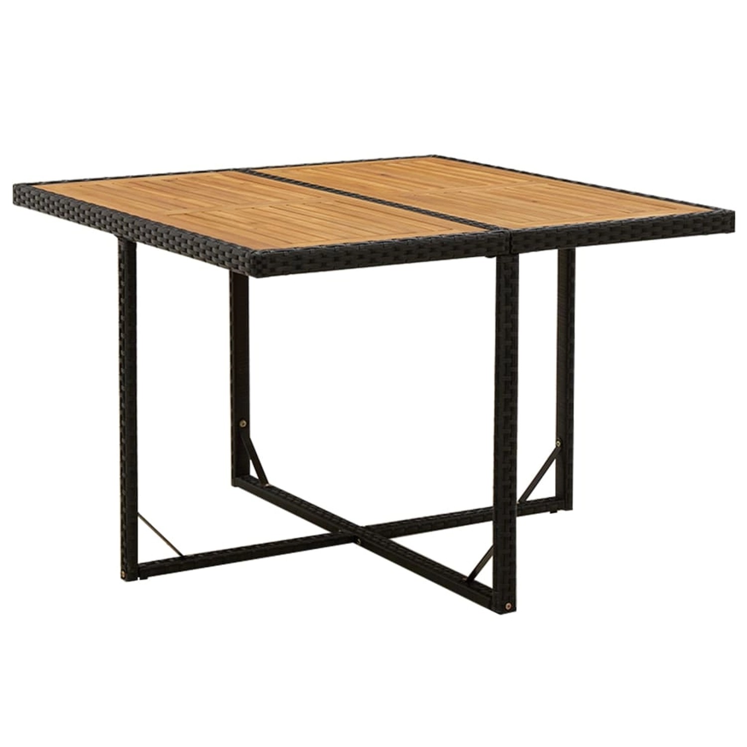 vidaXL Gartentisch Schwarz 109x107x74cm Poly Rattan Massivholz Akazie 316790