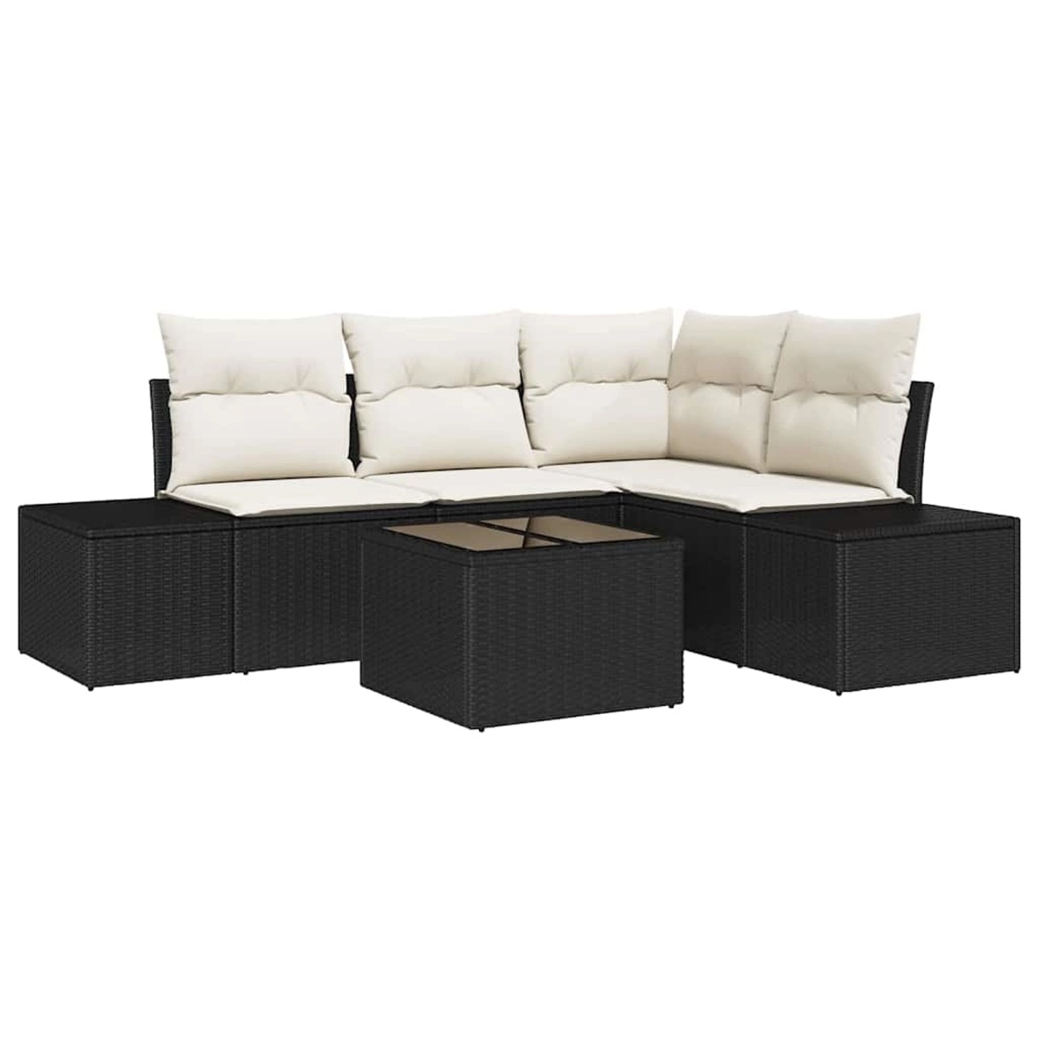 vidaXL Garten-Sofa-Set 5-Tlg Schwarz Poly Rattan 3347047 günstig online kaufen