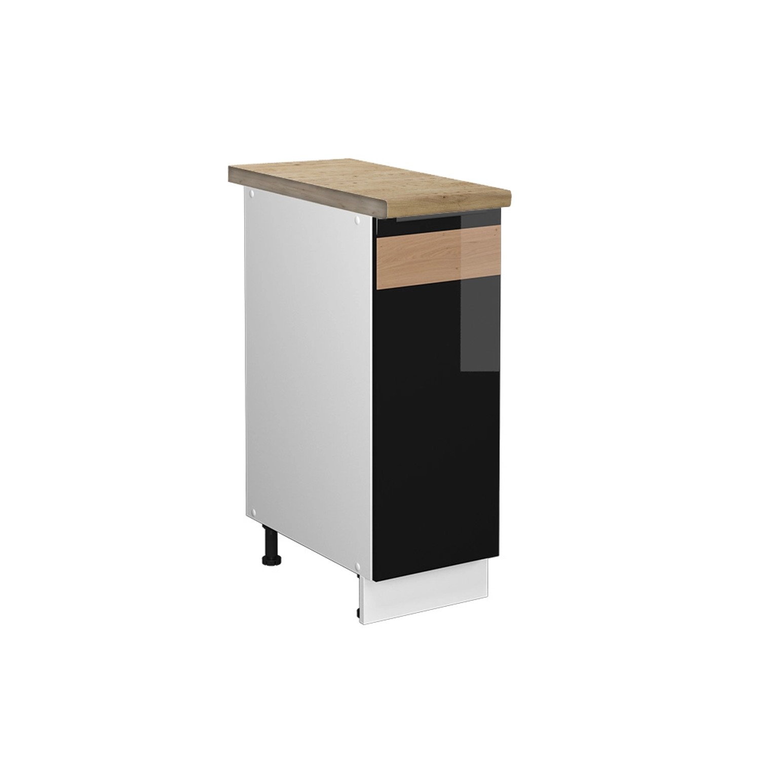 Vicco Apothekerschrank Fame-Line Schwarz Eiche hochglanz/Weiß 30 cm AP Eiche
