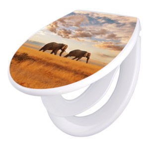 Banjado WC-Sitz Familie mit Elefanten-Motiv, Absenkautomatik und Kindersitz.