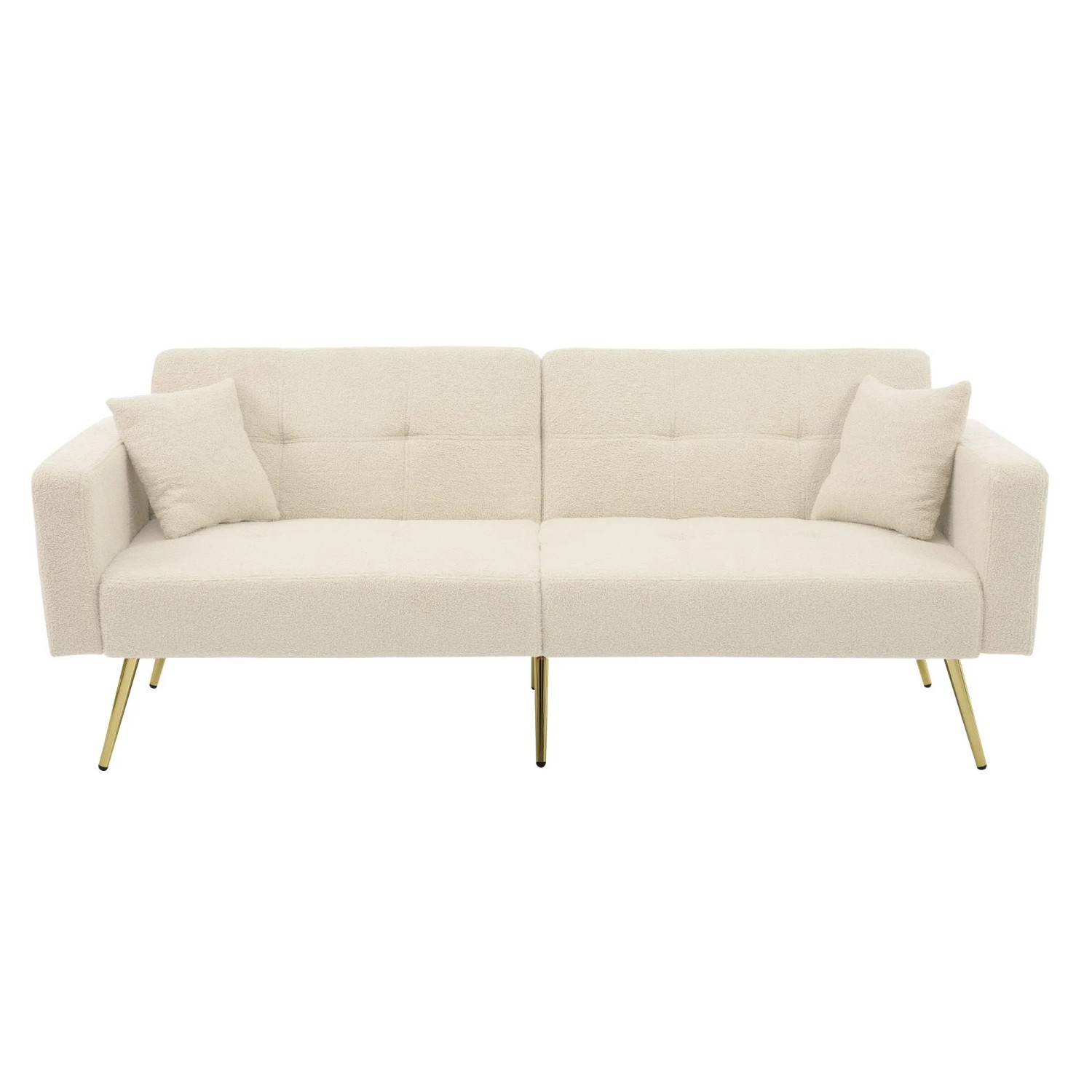Merax Schlafsofa Bettfunktion Stauraumtaschen Gold Beine