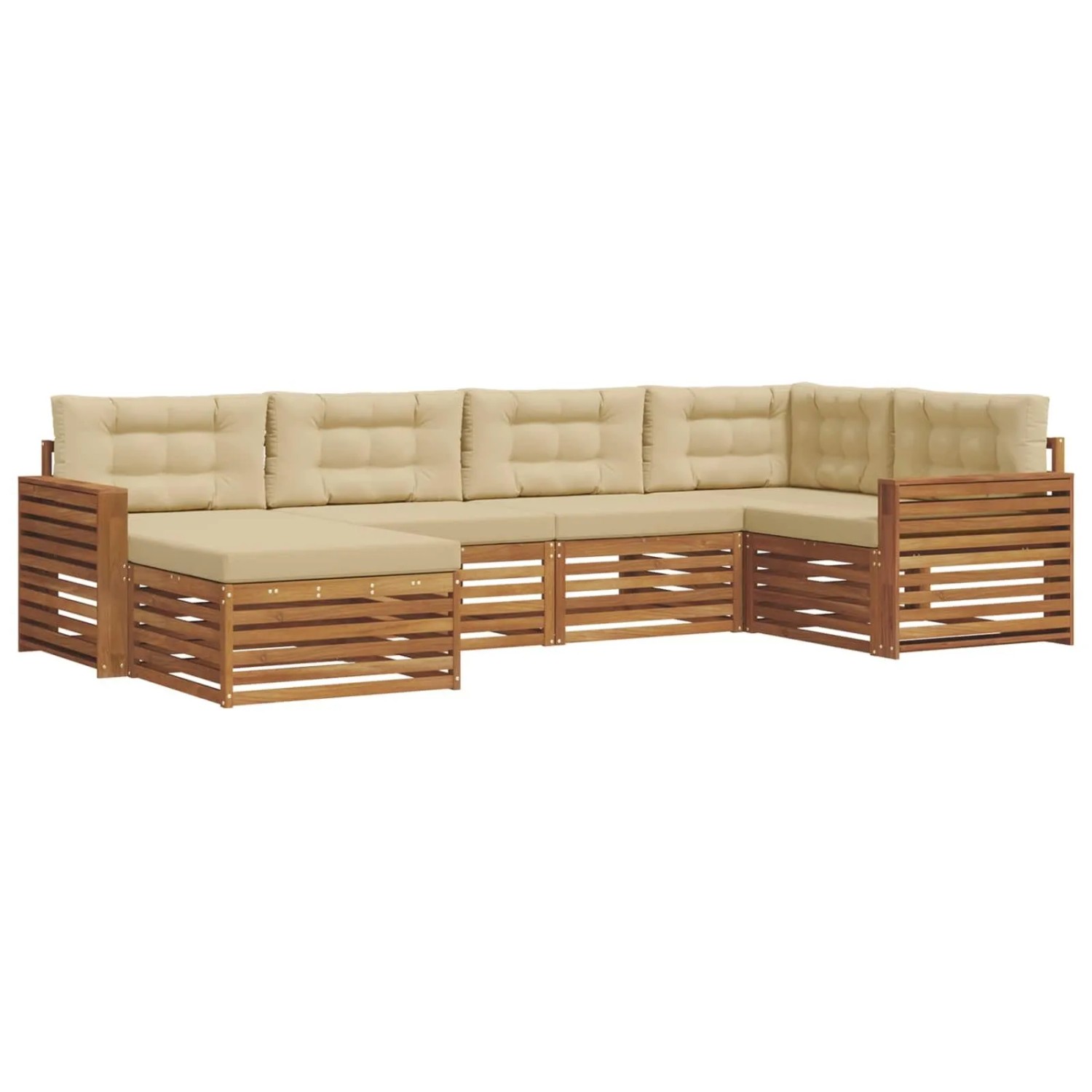 vidaXL Outdoor-Sofagarnitur mit Kissen 6-Tlg Natur und Beige 3373748