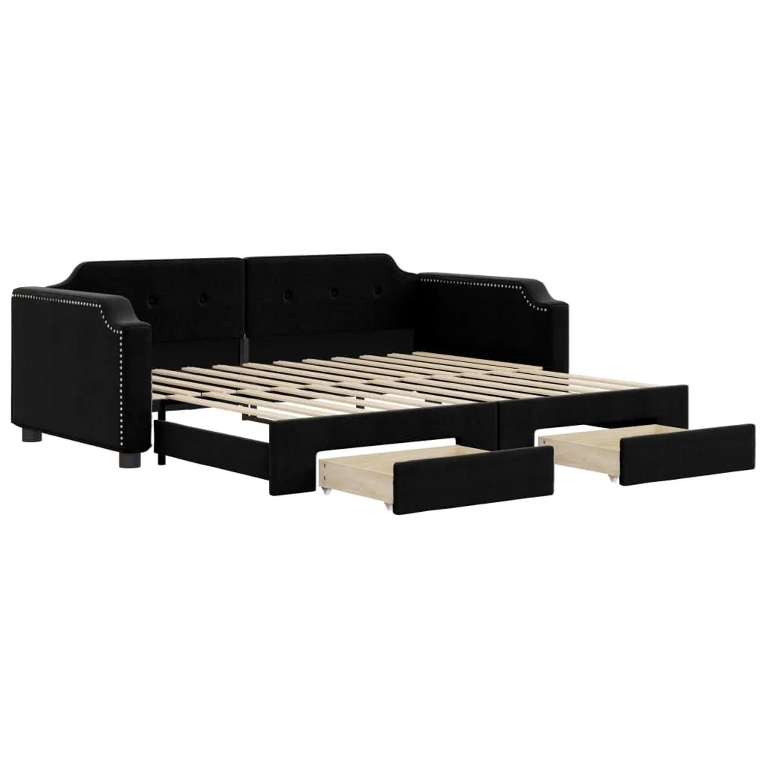 vidaXL Tagesbett Ausziehbar mit Schubladen Schwarz 90x190 cm Stoff 3197682 günstig online kaufen