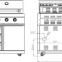 Technische Zeichnung: MyOutdoorKitchen Gas- und Holzkohlegrill Black Collection, freistehende Outdoorküche mit Maßen.