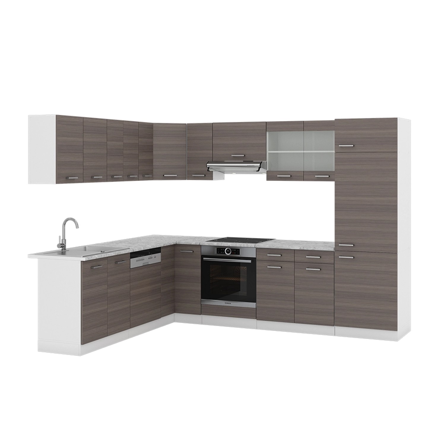Vicco R-Line Eckküche Edelgrau/Weiß 227 x 287 cm AP Marmor günstig online kaufen