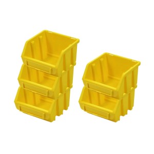PROREGAL SuperSparSet: 5 gelbe Sichtlagerboxen aus Polypropylen, 7,5x11,6x11,2 cm, stapelbar.