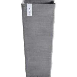Hoher, grauer Ecopots Pflanztopf Rotterdam High, 32,5 cm, ideal für Innen- und Außenbereich.
