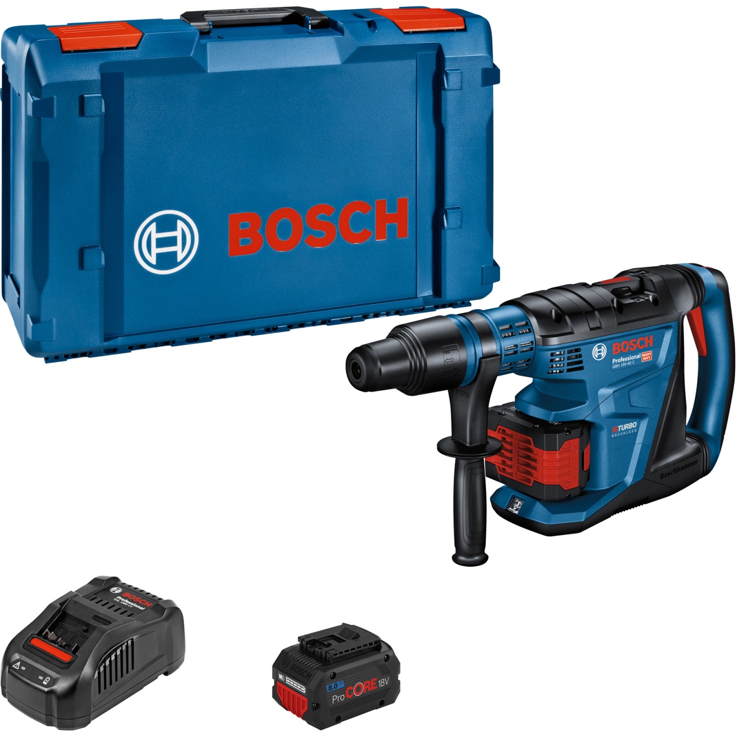 Bosch Professional 18 V Akku-Bohrhammer GBH 18V-40C inkl. 8 Ah Akkus mit L-Boxx