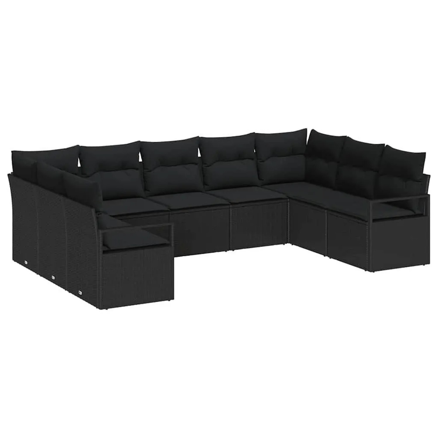 vidaXL Gartensofa-Set mit Kissen 9 Stk Schwarz Poly-Rattan 3355212 günstig online kaufen