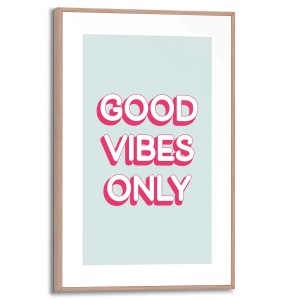 Gerahmtes Bild "Good Vibes Only" in Rosa, 30x20 cm, für positive Stimmung im Raum.