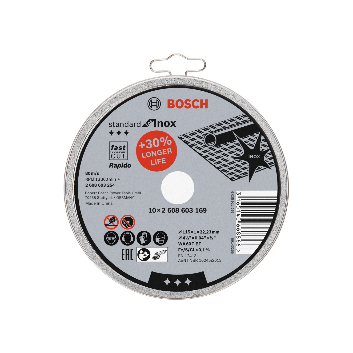 Bosch Trennscheiben-Set, 10 Stück, Ø 115mm, für Edelstahl Winkelschleifer.