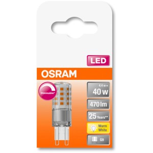 Osram G9 LED-Leuchtmittel, 4W, warmweiß, dimmbar. Kompakte LED Lampe für G9 Fassung.