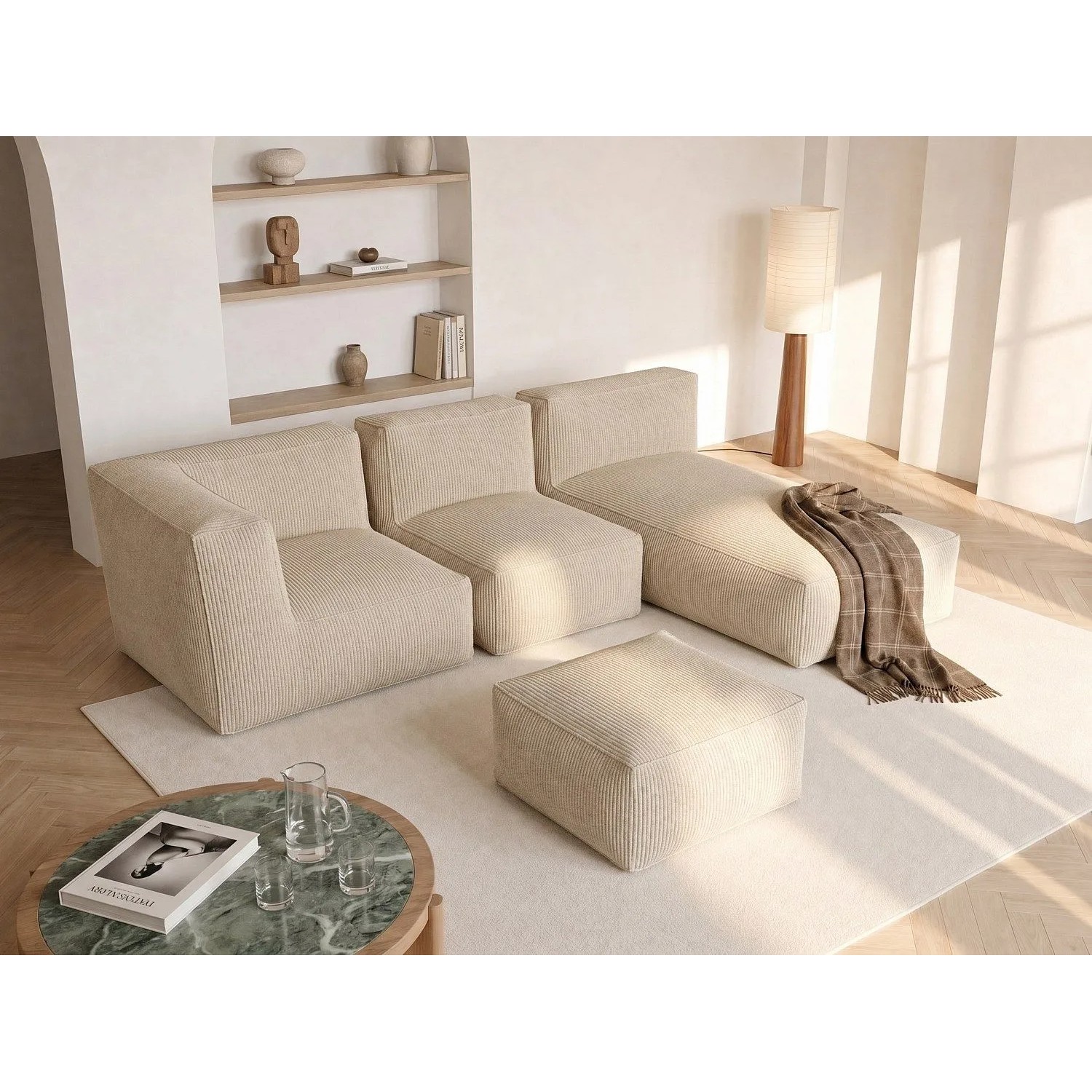 Vente-unique Modulierbares Sofa Noumara Beige 260 cm  70 cm