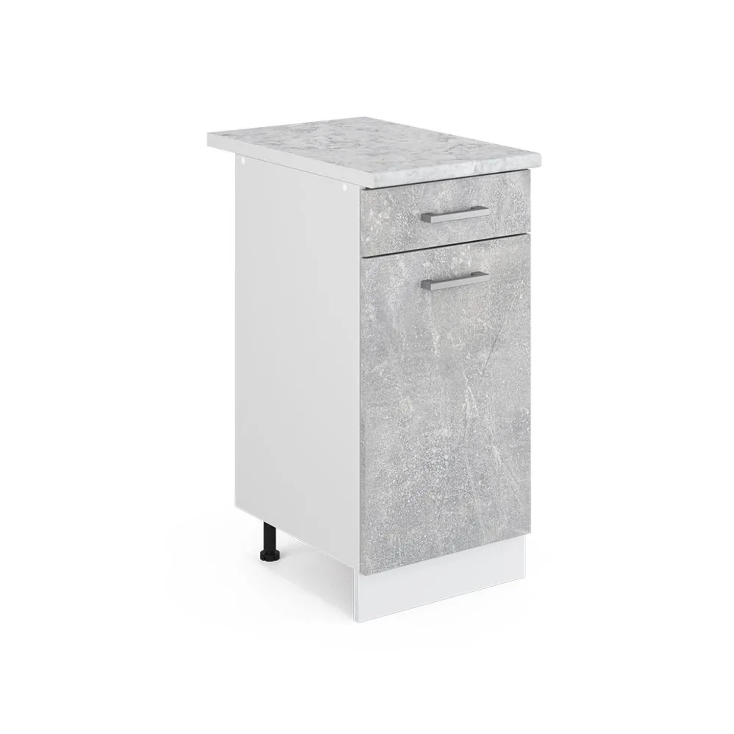 Vicco Küchenunterschrank R-Line Schubladenschrank für die Küche Beton Weiß 40 cm AP Marmor
