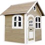 Axi Julia Spielhaus aus Holz in Braun/Weiß mit Tür, Fenstern und Briefkasten.