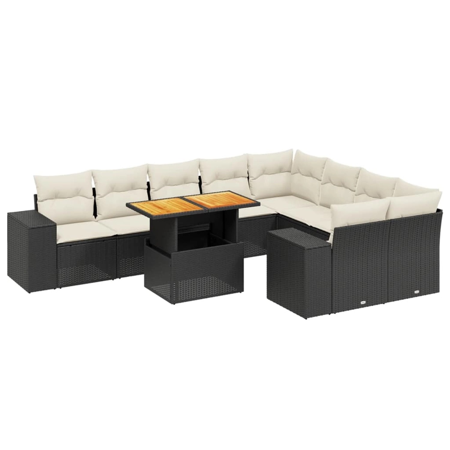 vidaXL 10-Tlg Garten-Sofagarnitur mit Kissen Schwarz Poly Rattan 3272792 günstig online kaufen