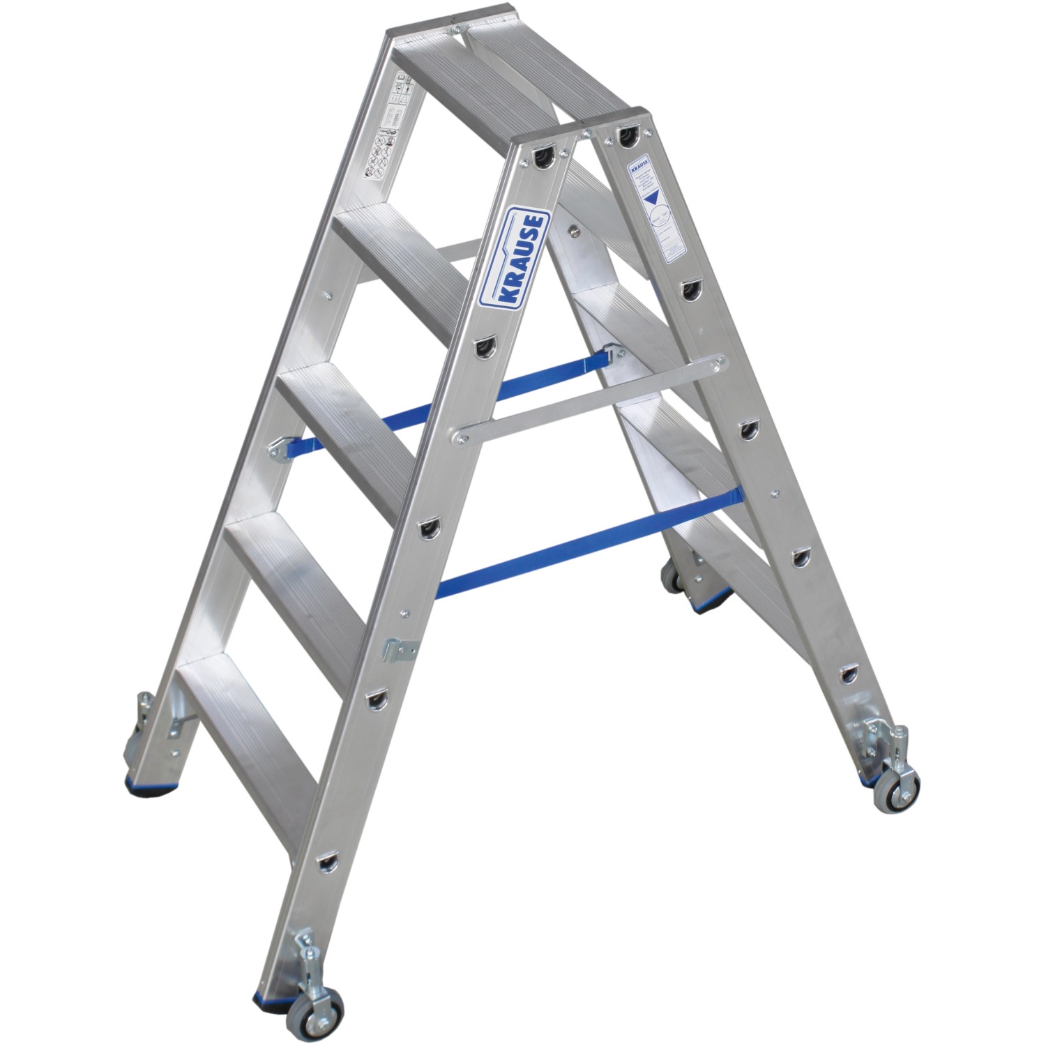 Krause Stabilo Stufen-Doppel-Leiter fahrbar 2 x 5 Stufen