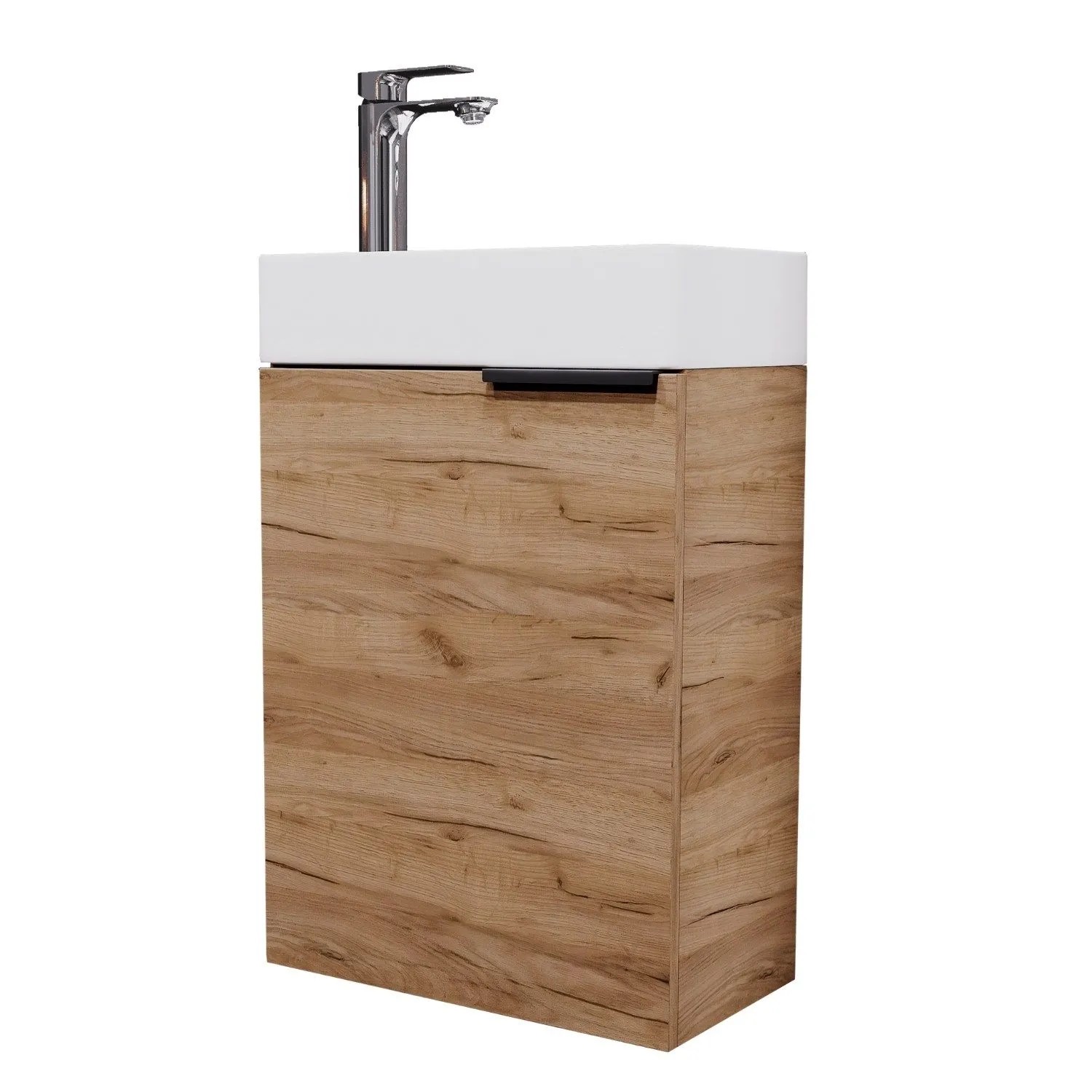Planetmöbel Waschtisch 40 cm Gold Eiche mit Keramikwaschbecken Soft Close