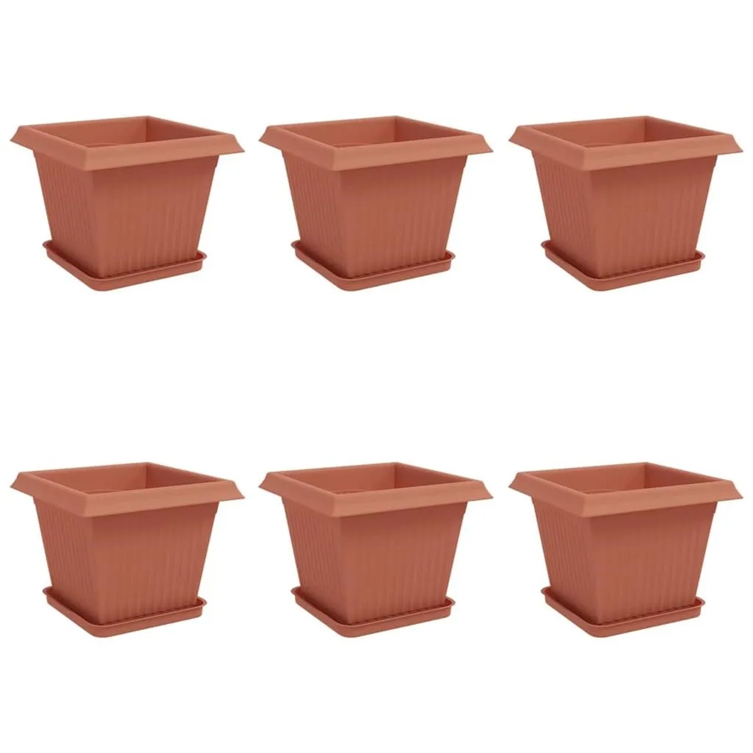 vidaXL Blumentöpfe 6 Stk Ziegelrot 33 x 33 x 26 cm Kunststoff 3403294