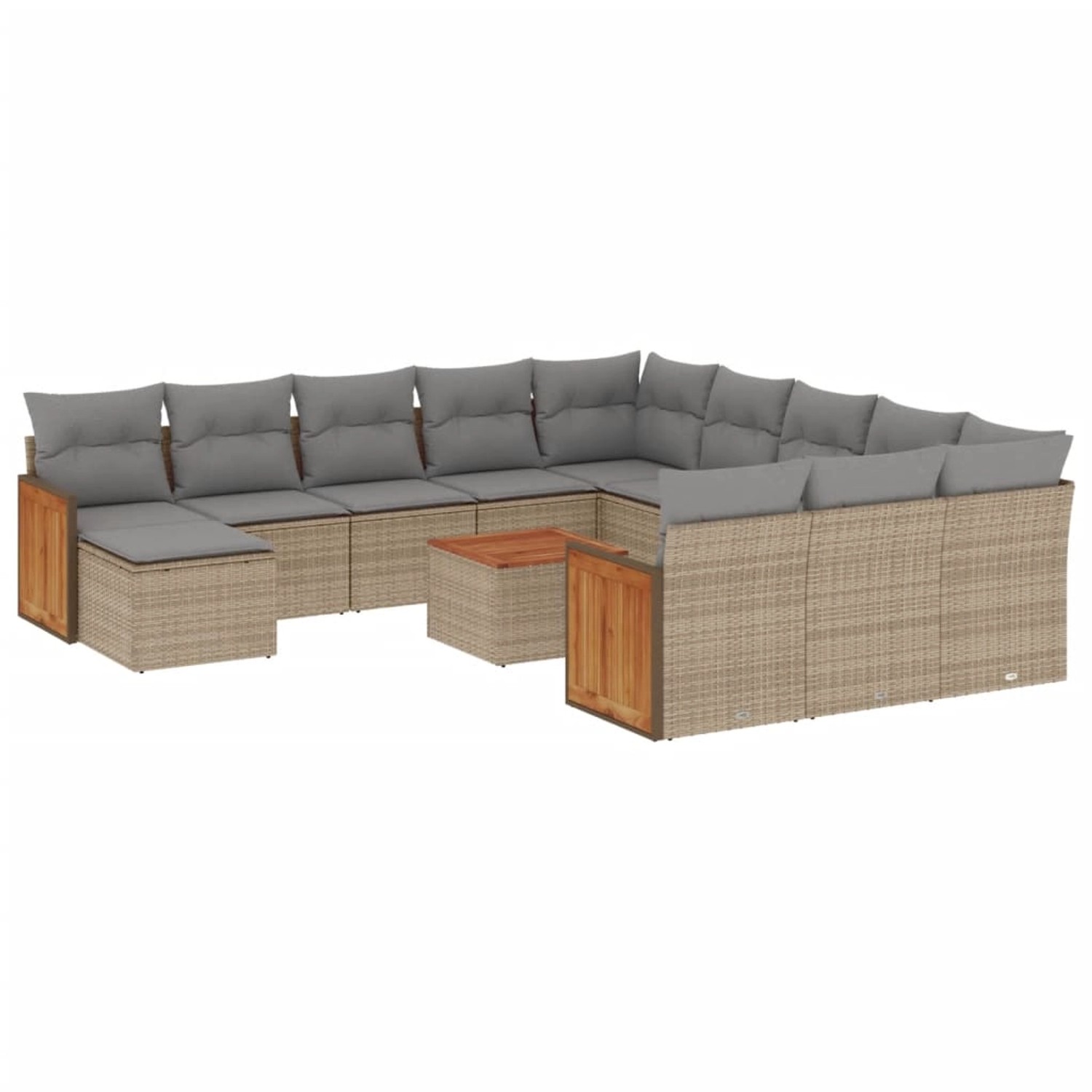 vidaXL 13-Tlg Garten-Sofagarnitur mit Kissen Beige Poly Rattan 3260673 günstig online kaufen