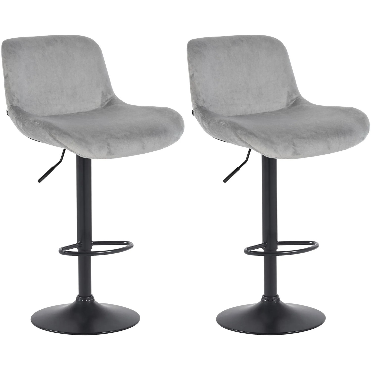 DELUKE 2er Set Barhocker PONOR Samt Grau 50x50x85cm Schwarz Barstuhl Höhenverstellbar Mit Lehne Drehbar Tresenhocker Tresenstuhl