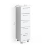 Weißer Vicco Badschrank Ilias (30x95 cm) mit 5 Schubladen für Badutensilien.