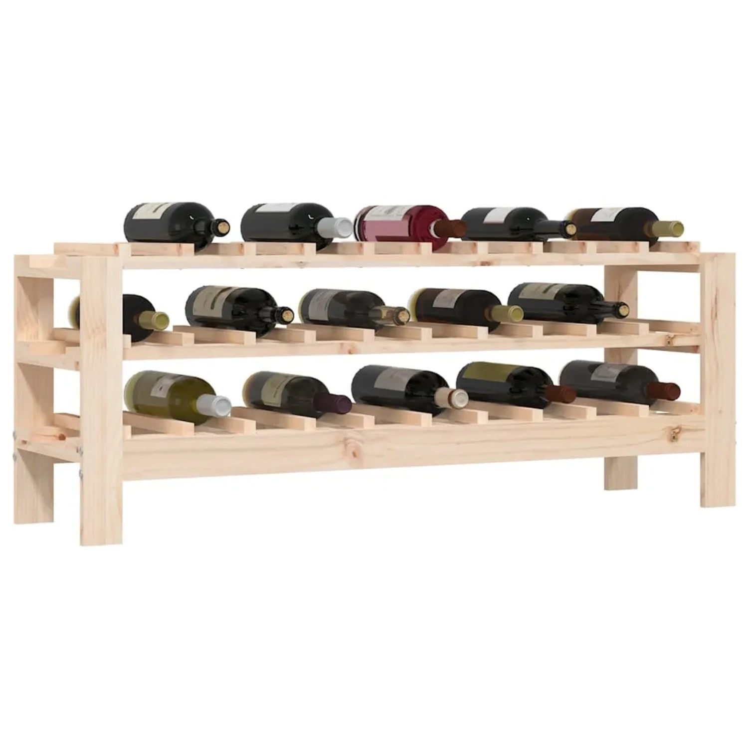 VidaXL Weinregal aus Kiefernholz für 30 Flaschen, 109,5x30x42 cm.