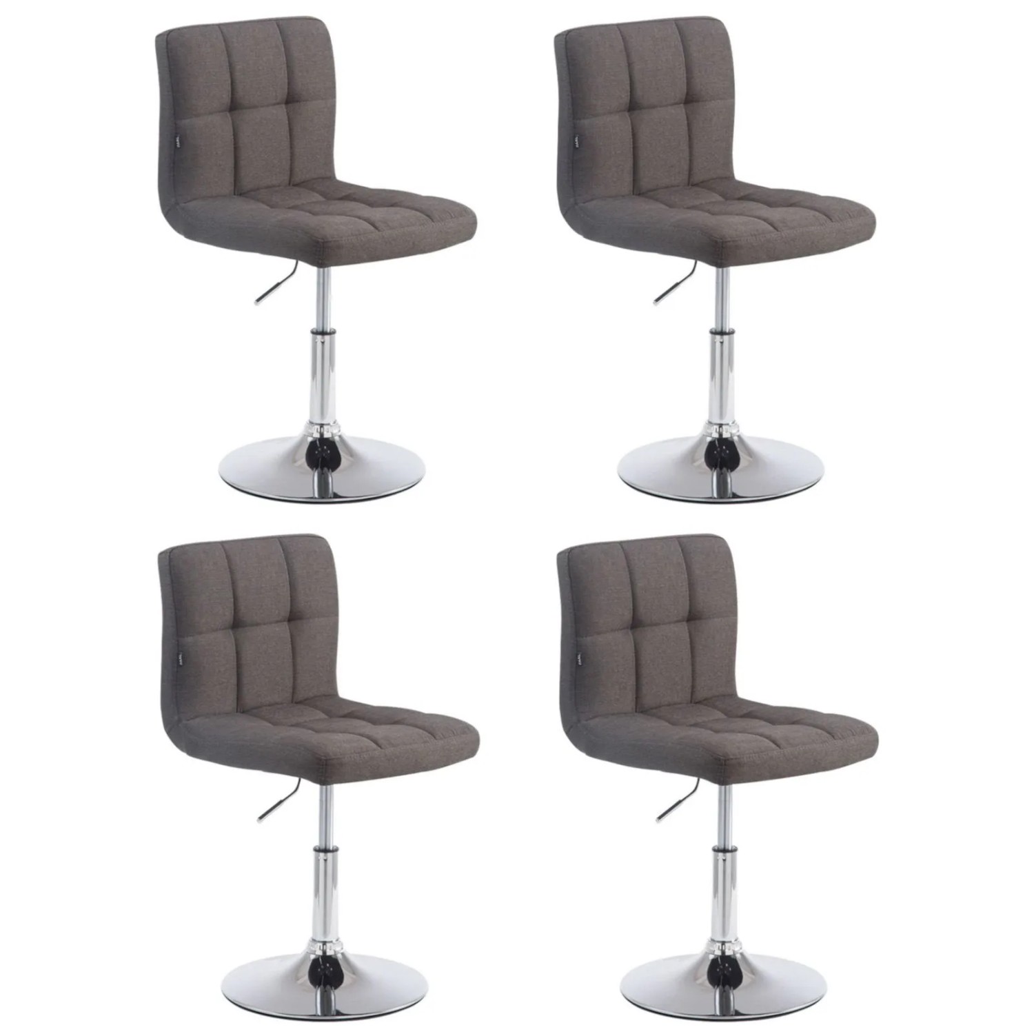 DELUKE 4er Set Palma Barhocker BANGKO Stoff Dunkelgrau 44x49x74cm Barstuhl Höhenverstellbar Mit Lehne Drehbar Tresenhock...