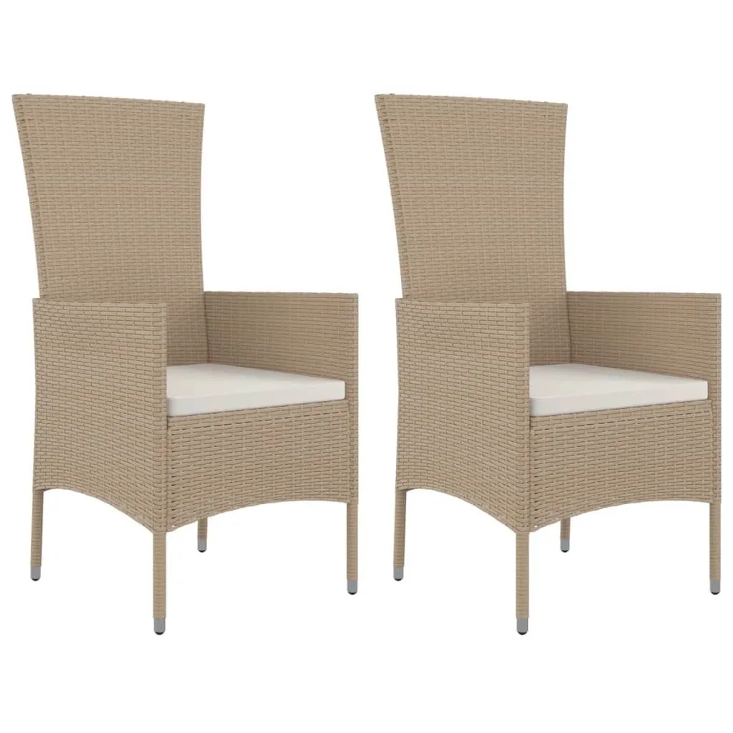 Furnicato Gartenstühle 2er Set Mit Kissen Poly Rattan Beige 60x58x108 Cm