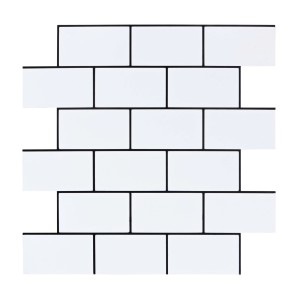 Selbstklebende, weiße Mosaikfliesen in Steinoptik für Wandverkleidung, 11 Stück (0,87m²).