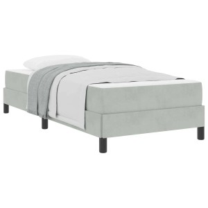 vidaXL Boxspringbett mit Matratze Hellgrau 90 x 210 cm Stoff 3398725