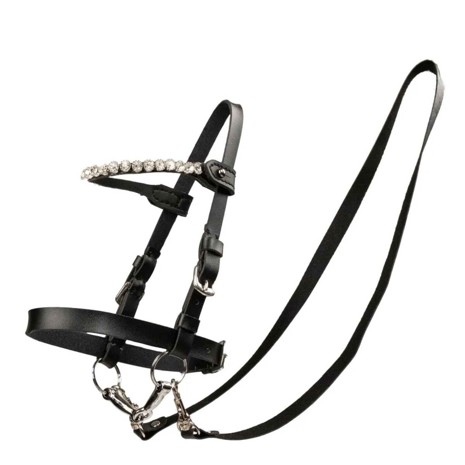 My Hobby Horse Zaumzeug für Steckenpferde Schwarz mit Silbernen Steinen