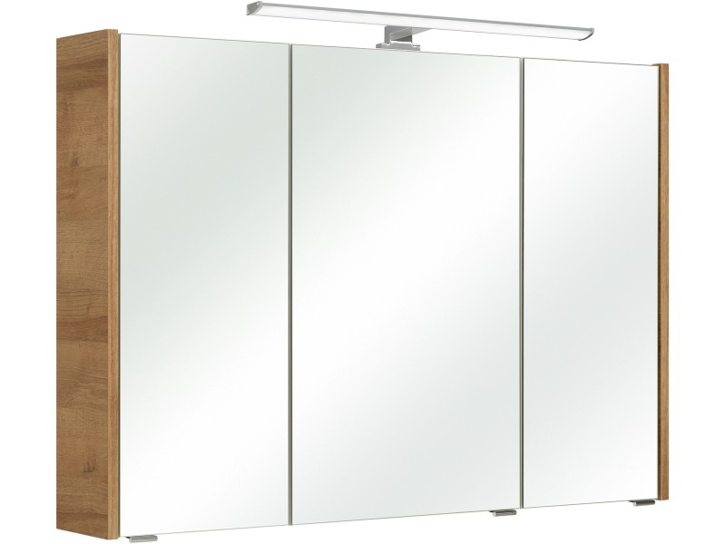 Pelipal Spiegelschrank Riviera 100 cm Türen Nachbildung quer Softclose mit Eiche
