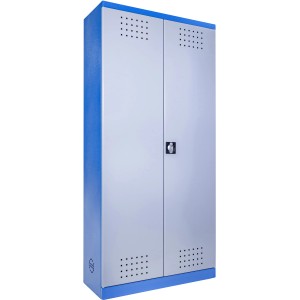 Güde Umweltschrank TYP I aus Stahl, Werkzeugschrank mit blauen Akzenten und abschließbaren Türen.