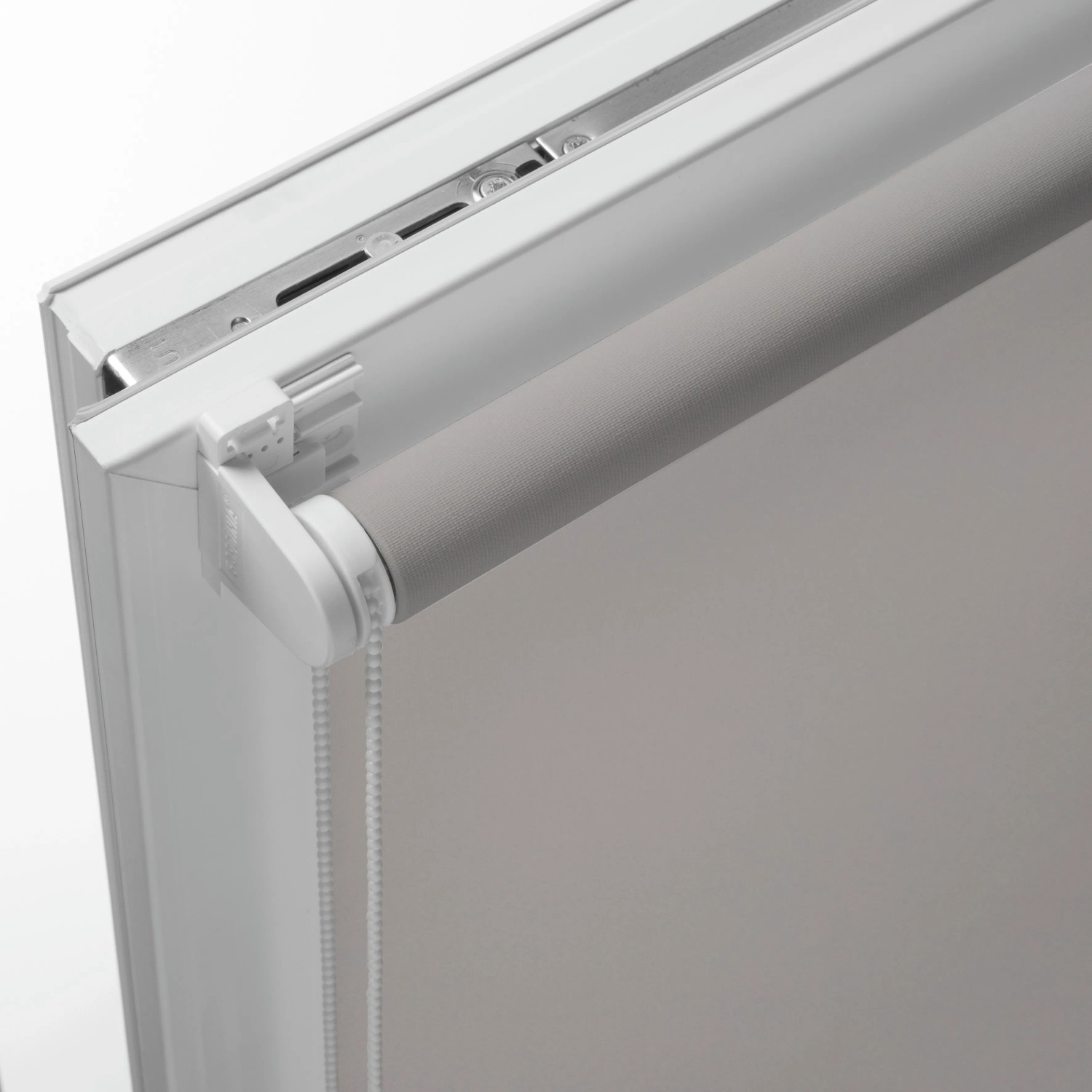 Gardinia EasyFix Rollo, 90x210 cm, steingrau, mit Seitenzug und Klemmträger.