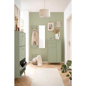 Schildmeyer Highboard Bjarne, pistazie, mit 2 Schubladen, 1 Tür, Eichenholzgriffen. Modernes Möbel für den Flur.