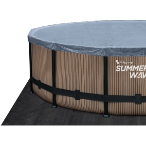 Summer Waves Stahlrahmenpool Elite Teak, Ø 488 cm, mit Abdeckung und Unterlegvlies.
